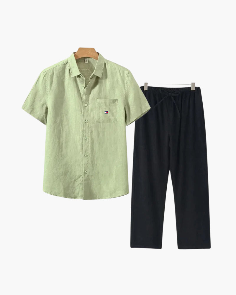 Men’s Premium Linen Set – Shirt + Free Pants
