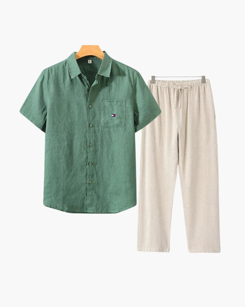 Men’s Premium Linen Set – Shirt + Free Pants