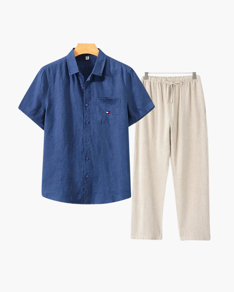 Men’s Premium Linen Set – Shirt + Free Pants