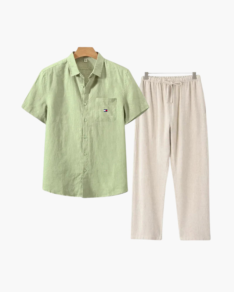 Men’s Premium Linen Set – Shirt + Free Pants