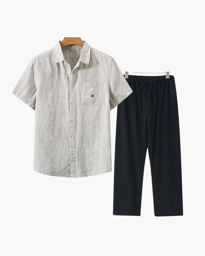Men’s Premium Linen Set – Shirt + Free Pants