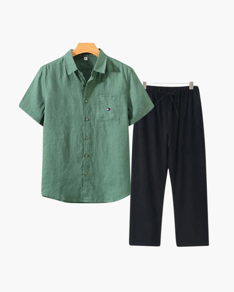 Men’s Premium Linen Set – Shirt + Free Pants
