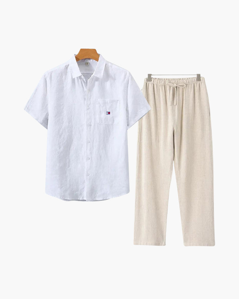 Men’s Premium Linen Set – Shirt + Free Pants