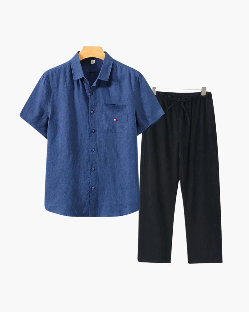 Men’s Premium Linen Set – Shirt + Free Pants