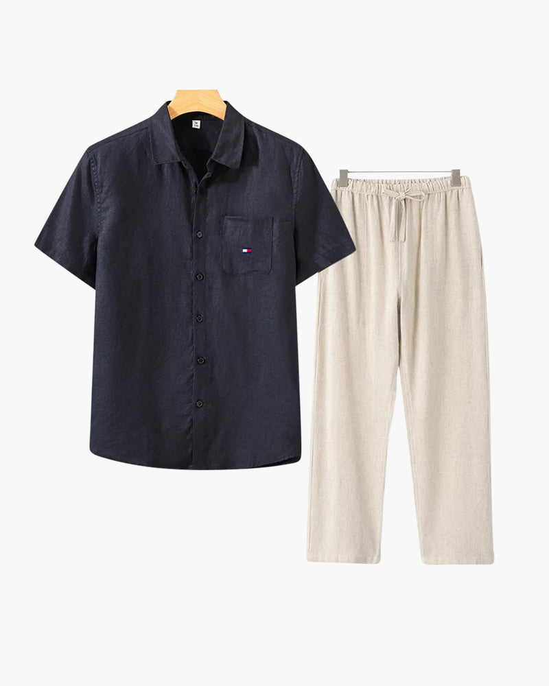Men’s Premium Linen Set – Shirt + Free Pants