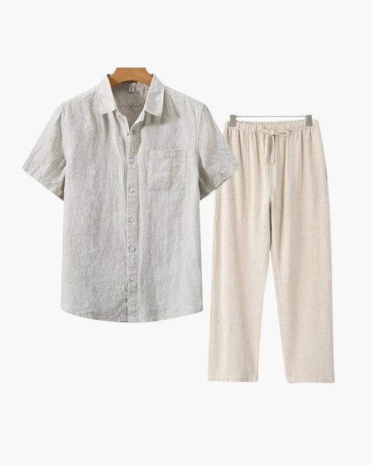 Men’s Premium Linen Set – Shirt + Free Pants